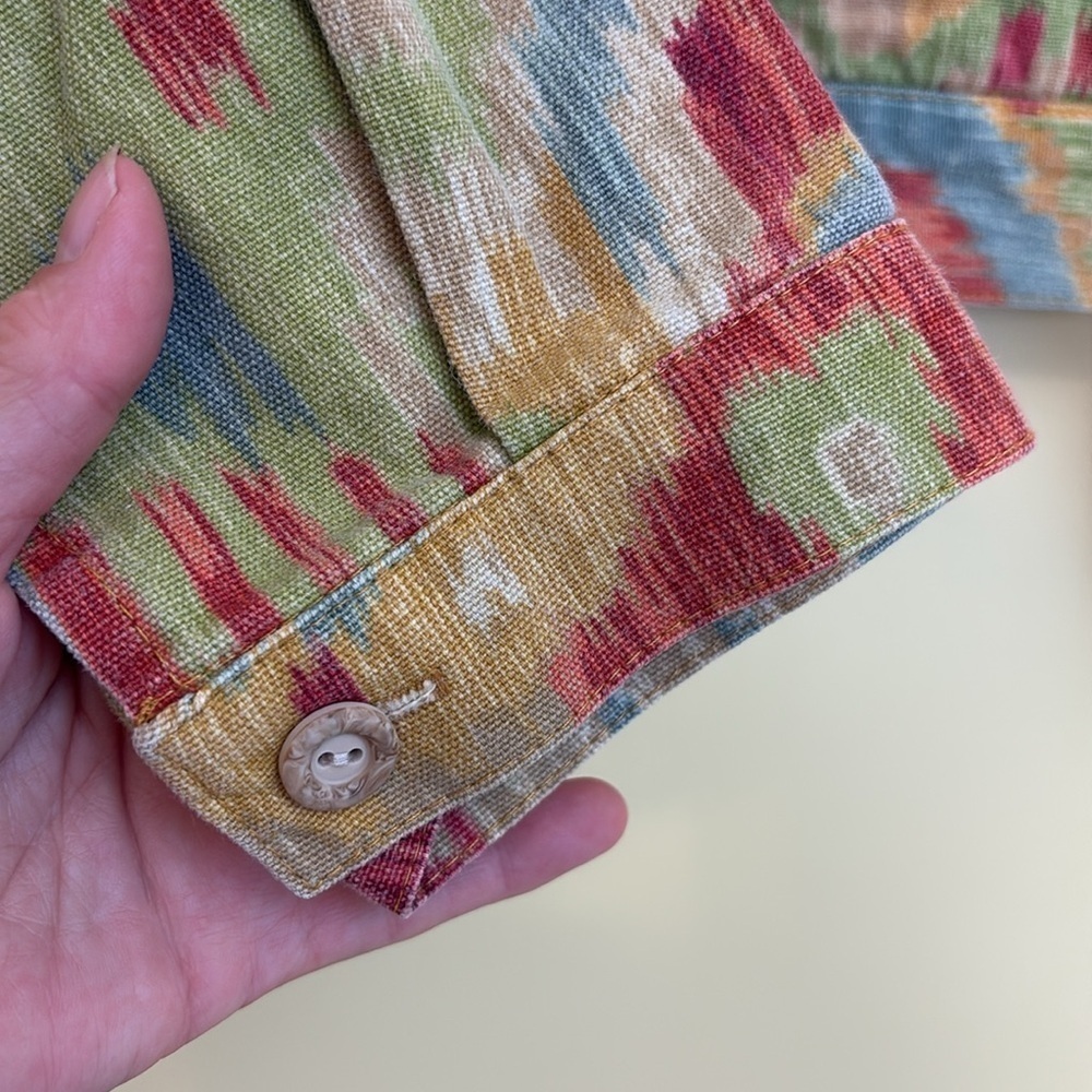 Coldwater Creek | Southwest Multicolor Abstract 100% Cotton Button Up Jacket L - Picture 8 of 17